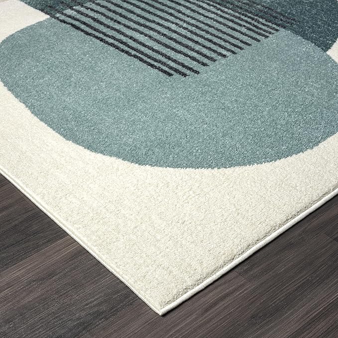 Abani Deco Collection Area Rug -Cream/Green Minimalist Design -6' x 9' - Easy to Clean - Durable for Kids and Pets - Non-Shedding - Medium Pile - Soft Feel - for Living Room, Bedroom & Office