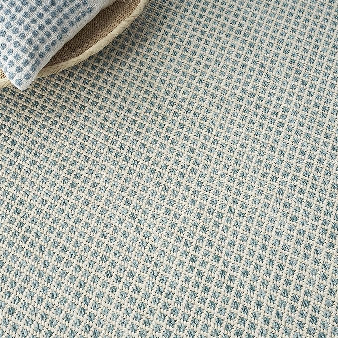 Nourison Home Courtyard Ivory Aqua 4' x 6' Area Rug - Easy Clean, Non Shedding, Bed Room, Living Room, Dining Room, Kitchen (4' x 6')
