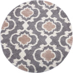Rugshop Cozy Moroccan Trellis Indoor Shag Round Area Rug 6'6" Gray/Cream (6'6" Diameter)