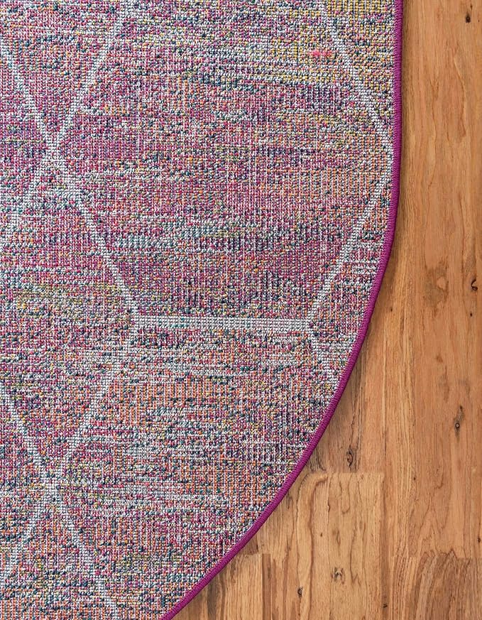 Unique Loom Trellis Frieze Collection Area Rug - Geometric (7' 10" x 10' Oval, Multi/ Ivory)