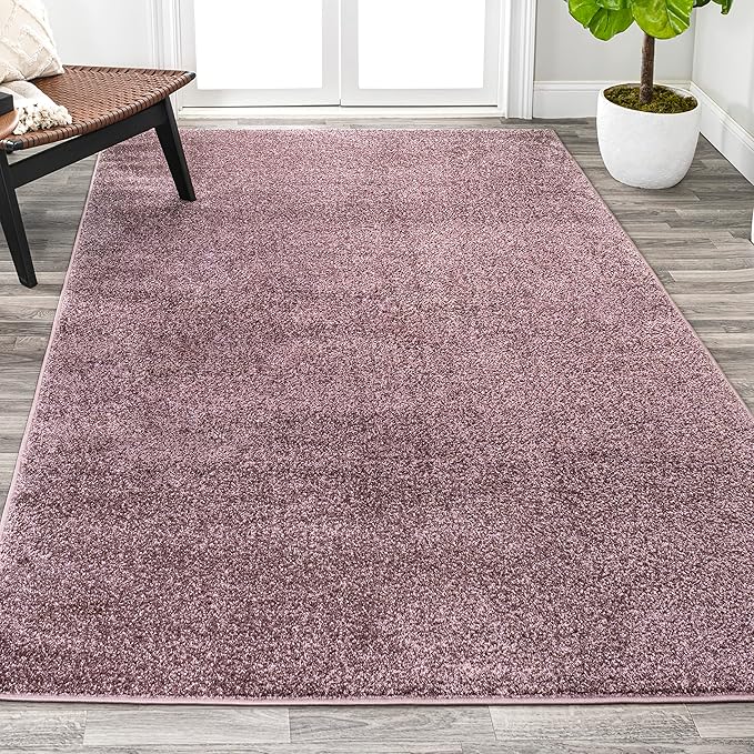 Eyely UES100R-14 Supersoft Haze Solid Low-Pile Indoor Area Rug, Coastal, Bohemian, Minimalist, Classic, Casual for Bedroom,Kitchen,Living Room,Non Shedding,Easy-Washing, Purple, 10 X 14