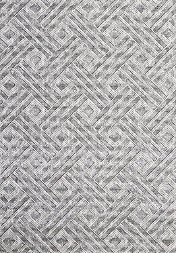 Abani Modern Grey Geometric Striped Chevron 7'9" X 10'2" Area Rug Rugs Nova Collection - Eclectic Pattern Accent Rug