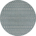 Unique Loom Outdoor Trellis Collection Area Rug - Tribal Trellis (10' 8" Round, Teal/ Ivory)