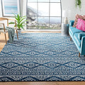 SAFAVIEH Tulum Collection Area Rug - 12' Square, Navy & Ivory, Moroccan Boho Tribal Design, Non-Shedding & Easy to Clean, Ideal for Living Room, Bedroom, Dining Space (TUL272N)