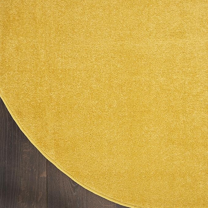 Nourison Home Nourison Essentials Yellow 6' x Round Area Rug - Easy Clean, Non Shedding, Bed Room, Living Room, Dining Room, Kitchen (6' x Round)