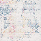 SAFAVIEH Tulum Collection Area Rug - 3' Square, Ivory & Blue, Moroccan Boho Tribal Design, Non-Shedding & Easy to Clean, Ideal for Entryway, Foyer, Accent Space, Bedroom (TUL272C)