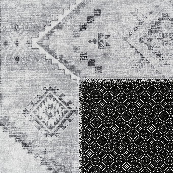 Paco Home Oriental Area Rug with Faded Vintage Look in Grey, Size: 6'7" x 9'2"