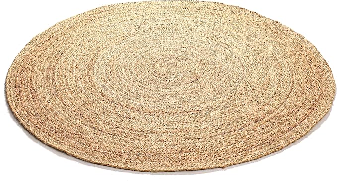 Savi Home Hand Woven Jute Braided Rug, 3' Round - Natural, Reversible Area Rugs for Living Room, Farmhouse, Kitchen, Handcrafted 3 Feet Round Area Rugs - Natural