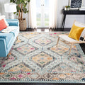 SAFAVIEH Madison Collection Area Rug - 5' Square, Blue & Yellow, Boho Diamond Distressed Design, Non-Shedding & Easy Care, Ideal for High Traffic Areas in Living Room, Bedroom (MAD418K)