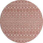 Unique Loom Outdoor Trellis Collection Area Rug - Tribal Trellis (7' 10" Round, Rust Red/ Ivory)
