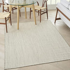 Nourison Home Courtyard Ivory Silver 5' x 7' Area Rug - Easy Clean, Non Shedding, Bed Room, Living Room, Dining Room, Kitchen (5' x 7')