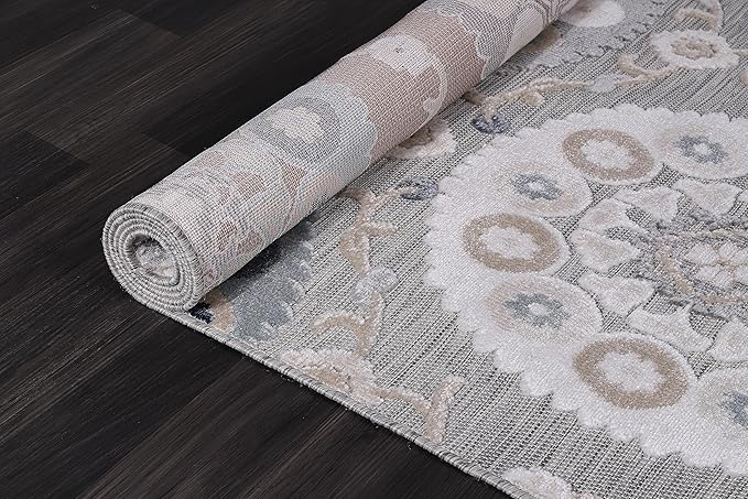 CAMILSON Indoor Outdoor Rug 9x12 Bohemian Medallion Floral Area Rugs for Indoor and Outdoor Patios Easy-Cleaning Non-Shedding Living Room Garden and Kitchen Washable Outside Carpet (9 x 12 / Blue)