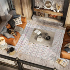 JONATHAN Y Boho Vintage Diamond Ivory/Multi Indoor Area Rug 4X6 ft, Moroccan Hype for Living Room, Bedroom, Kitchen, Office, Easy-Cleaning, High Traffic, Pet-Friendly, Non-Shedding (MOH101E-4)