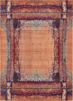 Unique Loom Estrella Collection Rustic, Distressed, Modern, Abstract Area Rug (8' 0 x 11' 0 Rectangular, Orange/Black)