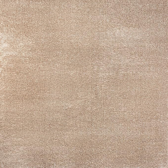 Eyely UES100G-9SQ Supersoft Haze Solid Low-Pile Indoor Area Rug, Coastal, Bohemian, Minimalist, Classic, Casual for Bedroom,Kitchen,Living Room,Non Shedding,Easy-Washing, Beige, 9' Square