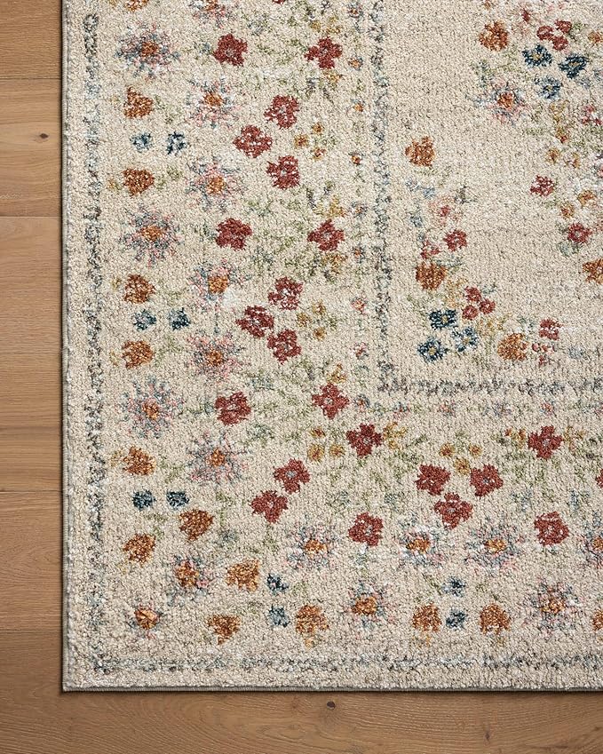 Loloi Rifle Paper Co. Laurel Collection LAU-02 Linen 5'-3" x 7'-8" Area Rug