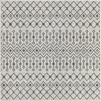 Unique Loom Outdoor Trellis Collection Area Rug - Tribal Trellis (5' 3" Square, Gray/ Black)