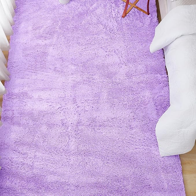 Andency Purple Soft Area Rugs for Living Room Bedroom, 3x5 Non-Slip Fluffy Shag Carpet, Indoor Floor Fuzzy Shaggy Living Room Plush Rug for Kids Dorm Nursery Home Decor Aesthetic