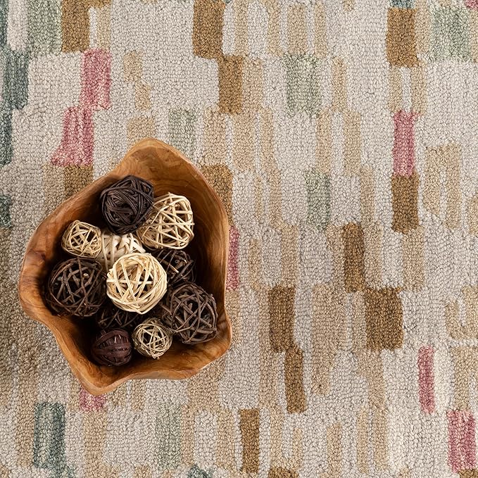 Dash & Albert Ashmore Multi Hand Micro Hooked Wool Rug, 7.5 X 9.5 Feet, Multicolored Geometric Pattern