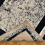 Alfa Rich 7x10 Leopard Beige Black Washable Area Rugs for Living Room Bedroom Reversible Cotton Rug