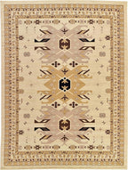 Unique Loom Taftan Collection Border Geometric Tribal Inspired Design Area Rug (9' 10 x 13' 0 Rectangular, Ivory/ Tan)