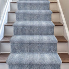 Well Woven Custom Size Hallway & Stair Runner- Harlow Pompeii Light Blue 31 Inches Wide x 4 Feet Long Runner (31" x 4') Runner Rug - Modern Chevron Pattern, Ultra-Soft, Easy-Clean
