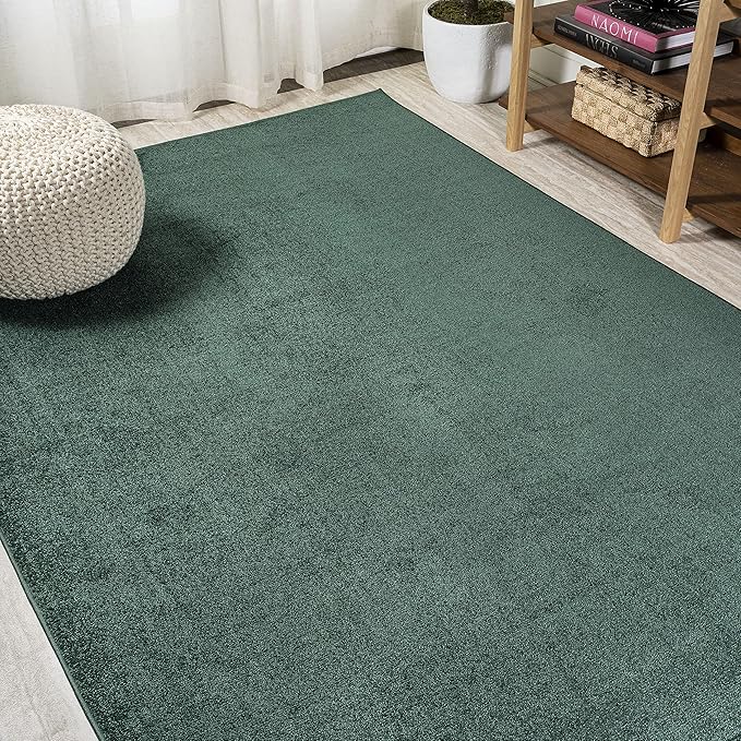 Eyely UES100L-4 Supersoft Haze Solid Low-Pile Indoor Area Rug Casual;Contemporary;Solid;Traditional, Bedroom, Kitchen, Living Room, Easy-Cleaning, Non-Shedding, 4 X 6, Emerald