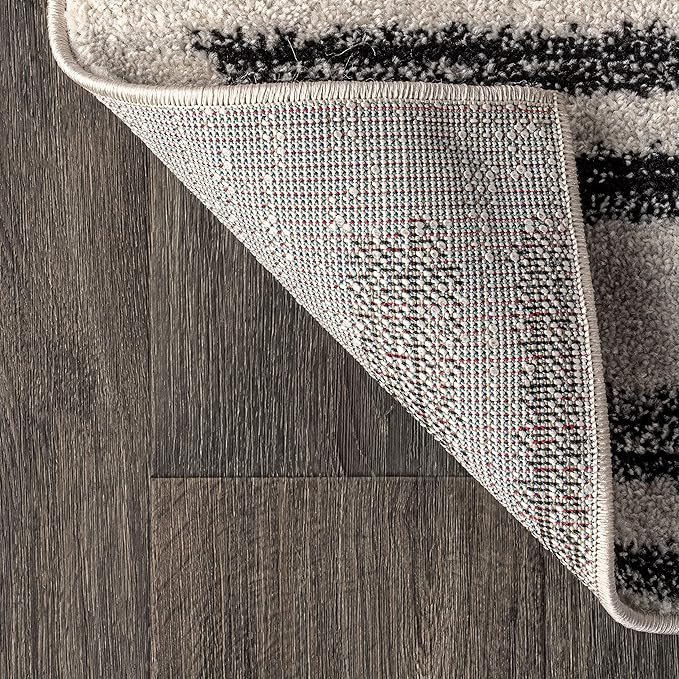 JONATHAN Y Khalil Modern Berber Stripe Cream/Black Indoor Area Rug, 8x10, Contemporary, Bohemian, Easy-Cleaning for Living Room, Bedroom, Kitchen, Pet Friendly, Non-Shedding (MOH207A-8)