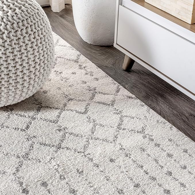JONATHAN Y Boho Vintage Diamond Cream/Gray Oval Area Rug 5X8 ft, Moroccan Hype for Living Room, Bedroom, Kitchen, Office, Easy-Cleaning, High Traffic, Pet-Friendly, Non-Shedding (MOH101B-5OV)