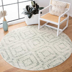 SAFAVIEH Adirondack Collection 6' Round Ivory/Green ADR131X Modern Diamond Distressed Non-Shedding Living Room Dining Bedroom Foyer Area Rug