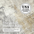 ReaLife Rugs Machine Washable Area Rug - Living Room Bedroom Bathroom Kitchen Entryway Office - Padded Low Pile Stain Resistant Premium - Modern Abstract Contemporary - Quinn - Beige 6' x 8'