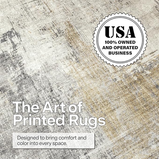 ReaLife Rugs Machine Washable Area Rug - Living Room Bedroom Bathroom Kitchen Entryway Office - Padded Low Pile Stain Resistant Premium - Modern Abstract Contemporary - Quinn - Beige 7'6" x 9'6"