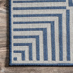 Nuloom Asha Navy/Ivory, 2' x 6', Casual, Striped Border, Soft and Cozy, High Traffic, Stain Resistant, Easy Clean, Durable Runner for Indoor/Outdoor Patio, Deck, Porch, Garden, Courtyard