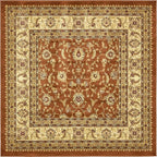 Unique Loom Voyage Collection Traditional Oriental Classic Intricate Design Area Rug (6' 0 x 6' 0 Square, Terracotta/Ivory)