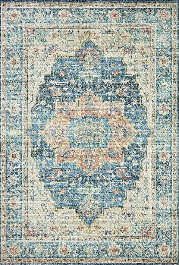 Loloi Skye Collection SKY-12 Ocean/Multi 7' x 9' Oval Area Rug