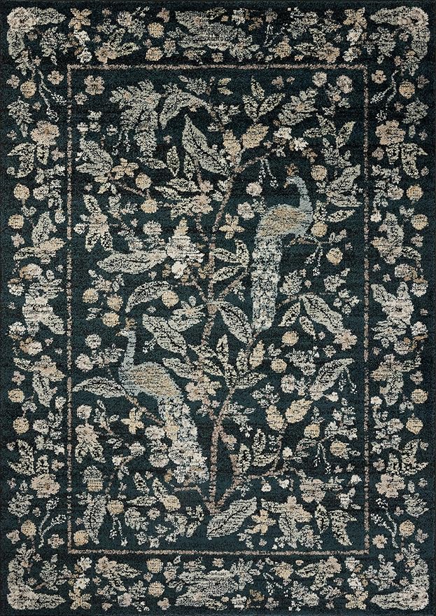 Loloi Rifle Paper Co. Laurel Collection LAU-05 Navy/Multi 2'-8" x 8' Runner Rug