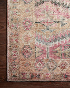 Loloi Layla Collection LAY-17 Pink/Lagoon 2'-6" x 9'-6" .13" Thick Runner Rug, Soft, Durable, Vintage Inspired, Distressed, Low Pile, Non-Shedding, Easy Clean, Printed, Living Room Rug