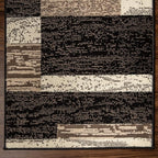 Superior Indoor Runner Rug, Jute Backed, Modern Geometric Patchwork Floor Decor for Bedroom, Office, Living Room, Entryway, Hardwood Floors, Rockwood Collection, 2' 7" x 8', Chocolate