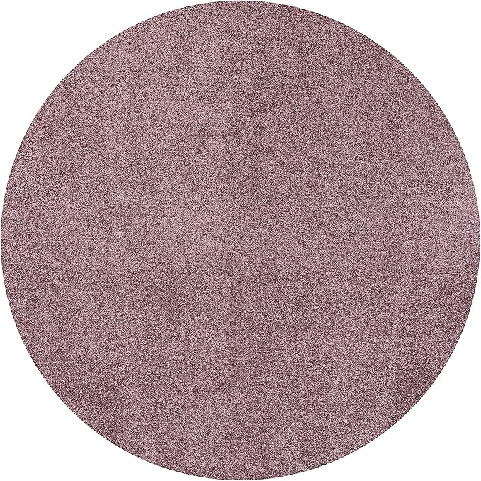 Eyely UES100R-6R Supersoft Haze Solid Low-Pile Indoor Area Rug, Coastal, Bohemian, Minimalist, Classic, Casual for Bedroom,Kitchen,Living Room,Non Shedding,Easy-Washing, Purple, 6' Round