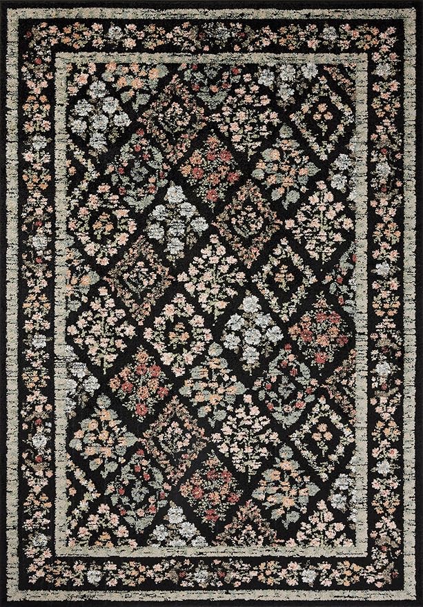 Loloi Rifle Paper Co. Laurel Collection LAU-04 Black/Multi 3'-11" x 5'-7" Accent Rug