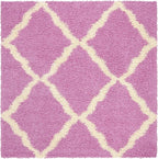 SAFAVIEH Dallas Shag Collection Area Rug - 6' Square, Pink & Ivory, Trellis Design, Non-Shedding & Easy Care, 1.5-inch Thick Ideal for High Traffic Areas in Living Room, Bedroom (SGD257I)