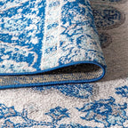 JONATHAN Y Boho Vintage Cream/Blue Runner Rug, 2x10, Bohemian Flair Medallion, Floral Easy-Cleaning High Traffic for Living Room, Bedroom, Kitchen, Pet-Friendly, Non Shedding (BMF106A-210)