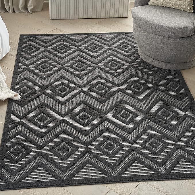 Nourison Home Versatile Charcoal Black 4' x 6' Area Rug - Easy Clean, Non Shedding, Bed Room, Living Room, Dining Room, Kitchen (4' x 6')