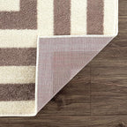 Abani Contemporary Beige & Ivory 5'3" x 7'6"(5'x8') Area Rug, Contrasting Geometric Modern Stripe Symmetrical Living Room Carpet Rugs