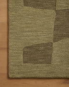Loloi Leanne Ford Craven Collection CVN-03 Green/Olive 2'-6" x 9'-9" Runner Rug Checkered, Patterned, Neutral, Hallway, Kitchen, Mudroom, and Bathroom