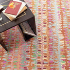 Dash & Albert Paint Chip Stone Hand Micro Hooked Wool Rug, 9.5 X 13.5 Feet, Multicolored/Pink Geometric Pattern