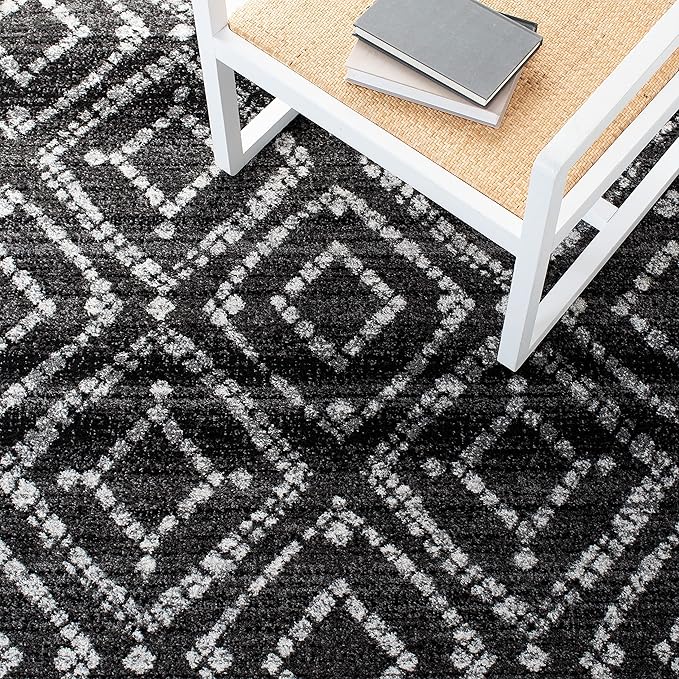 SAFAVIEH Adirondack Collection Runner Rug - 2'6" x 8', Black & Ivory, Modern Diamond Distressed Design, Non-Shedding & Easy Care, Ideal for High Traffic Areas in Living Room, Bedroom (ADR131A)