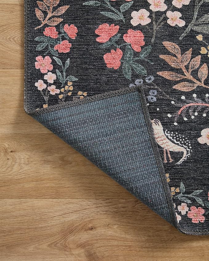Loloi Rifle Paper Co. Maison Collection MAO-04 Tuileries Black 3'-9" x 5'-6", .19" Pile Height, Accent Rug