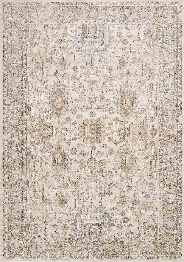Loloi Teagan Collection TEA-03 Ivory/Sand 2'-8" x 10'-6" Runner Rug, Large, Soft Neutral Rug, High-Traffic for Living Room, Bedroom, Home Office, Dining Area