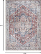 Bloom Rugs Washable Non-Slip 9' x 12' Rug - Red/Blue Traditional Medallion Area Rug for Living Room, Bedroom, Dining Room, and Kitchen - Exact Size: 9' x 12'